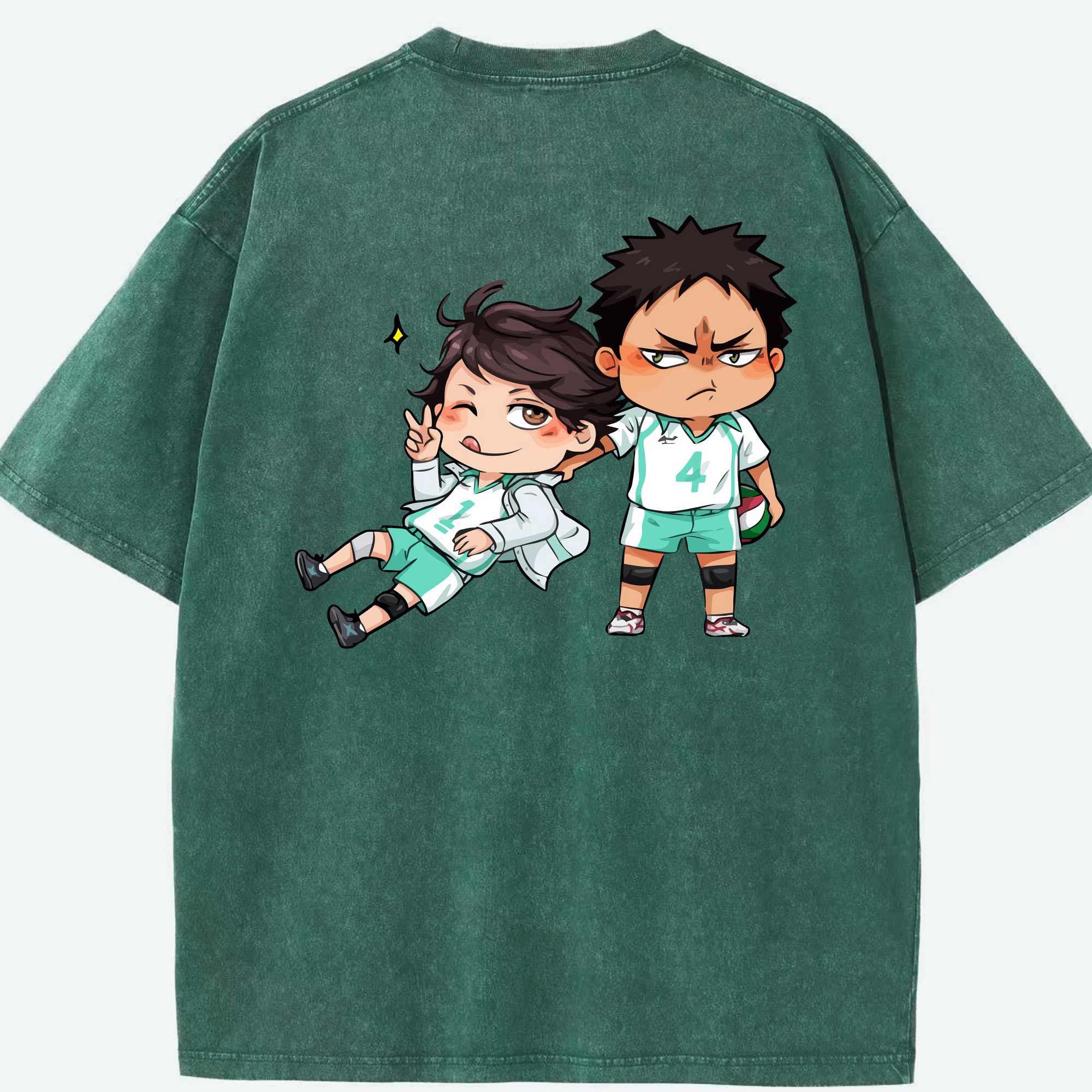 （画像用） ハイキュー!! Haikyu!! 綿100% ヴィンテージ風 半袖Tシャツ（背面プリント）